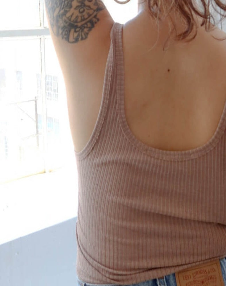 Taupe Ladies Ribbed Tank Top