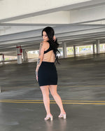 Load image into Gallery viewer, Knit Ribbed Cut Out Dress  Color: Black
