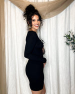Load image into Gallery viewer, Ladies Ribbed Knit Dress  Color: Black
